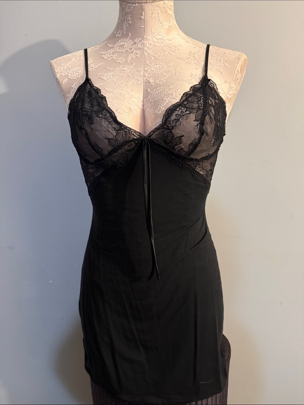 Victoria's Secret Black Lace-Trim Chemise Slip